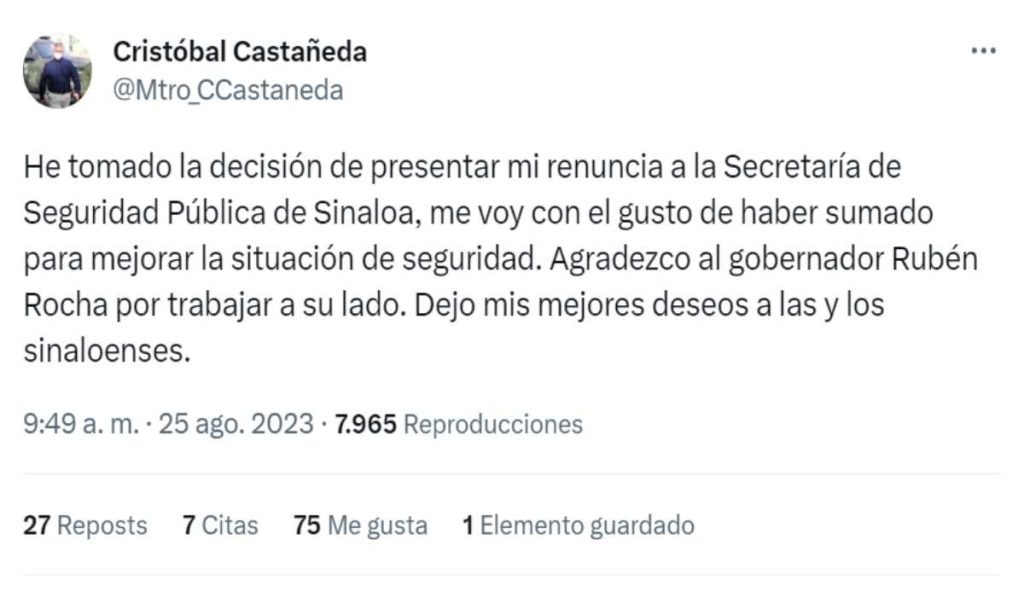 Cristobal Castañeda, Sinaloa